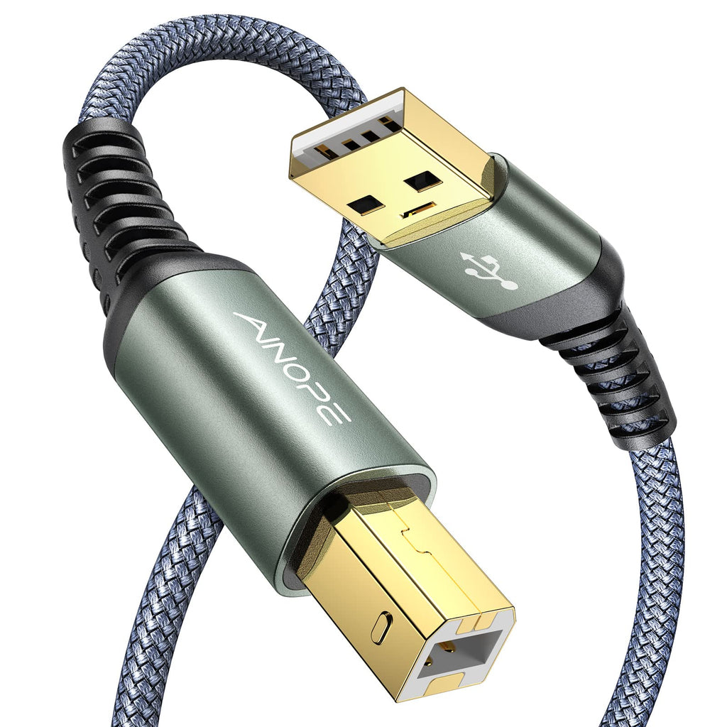  [AUSTRALIA] - USB Printer Cable, 6.6FT/2 Meter USB Printer Cord Never Rupture USB 2.0 Type A Male to B Male Scanner Cord High Speed for HP, Canon, Dell, Epson, Lexmark, Xerox and More GREY