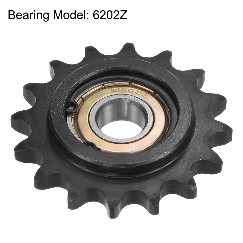  [AUSTRALIA] - uxcell #40 Chain Idler Sprocket, 15mm Bore 1/2" Pitch 16 Tooth Tensioner, Black Oxide Finished C45 Carbon Steel with Insert Single Bearing for ISO 08A Chains