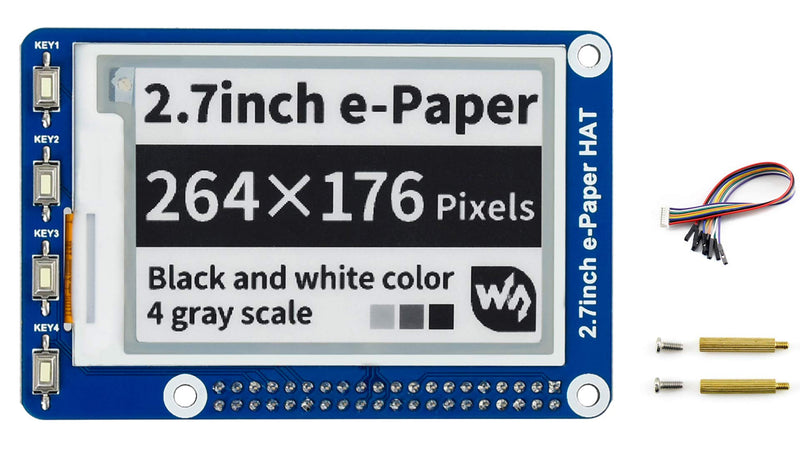  [AUSTRALIA] - 2.7inch E-Ink Display HAT,264x176 Pixel Black,White Two-Color 3.3V/5V E-Paper Screen LCD for Raspberry Pi 4B/3B+/3B/2B/Zero/Zero W/Zero WH and Jetson Nano SPI Interface Support Full Refresh