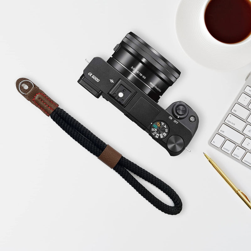  [AUSTRALIA] - Geiomoo Mirrorless Camera Wrist Strap, Soft Comfortable Adjustable Hand Grip Wristband (Black) Black