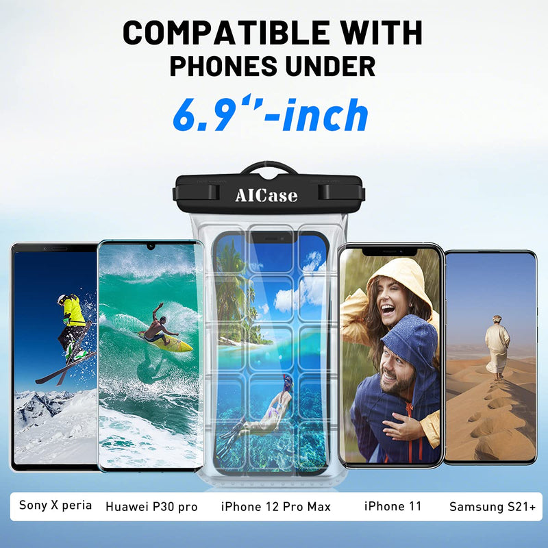  [AUSTRALIA] - AICase Universal Waterproof Phone Case, Underwater Pouch Holder with Lanyard for iPhone 11 12 Pro Max Xr/Samsung Galaxy S21 S20 S10/Note 20 10 5G/LG Stylo 6, Pixel 4a 4XL 5 3/Moto G Power 2021 G7