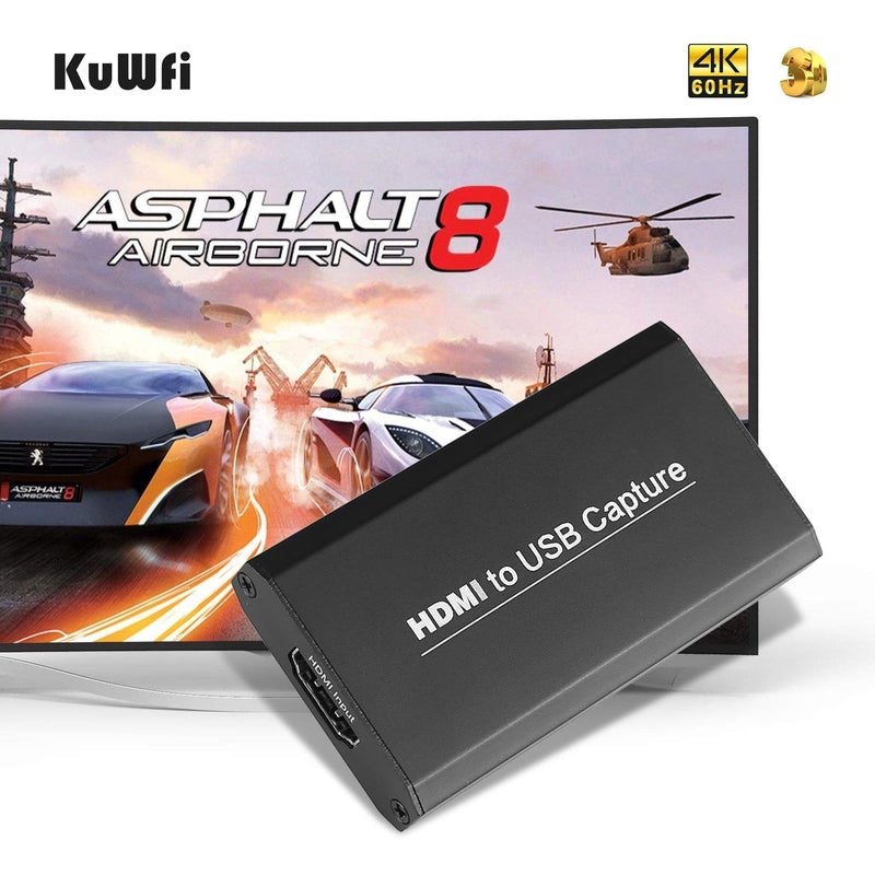  [AUSTRALIA] - KuWFi HDMI to USB Capture Card 1080p 60fps, Audio Video HDMI Capture Card, Video Audio Grabber for Garena Free Fire/ PUBG Mobile Live Game Capture PS4/switch USB2.0