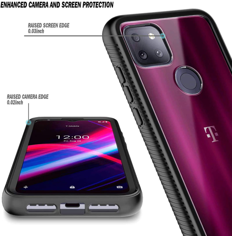  [AUSTRALIA] - NZND Case for T-Mobile REVVL 5G with Built-in Screen Protector, Full-Body Protective Shockproof Rugged Bumper, Impact Resist Durable Phone Case Cover -Black Black