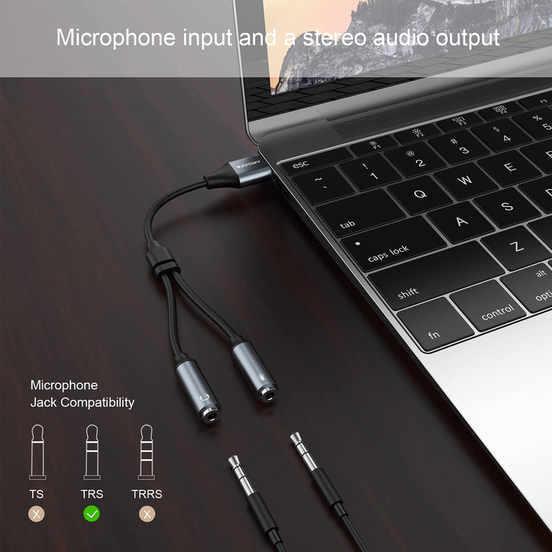  [AUSTRALIA] - USB Headset Adapter,ANDAPA USB Audio Adapter Stereo External Sound Card with 3.5mm Headphone and Microphone Jack for Windows Mac Linux PC Laptops Desktops PS5 22cm