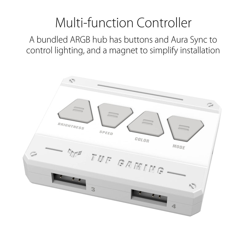  [AUSTRALIA] - ASUS TUF Gaming TF120 ARGB White Edition (3-Pack) 3-Pin Customizable LEDs Blade, Advanced Fluid Dynamic Bearing