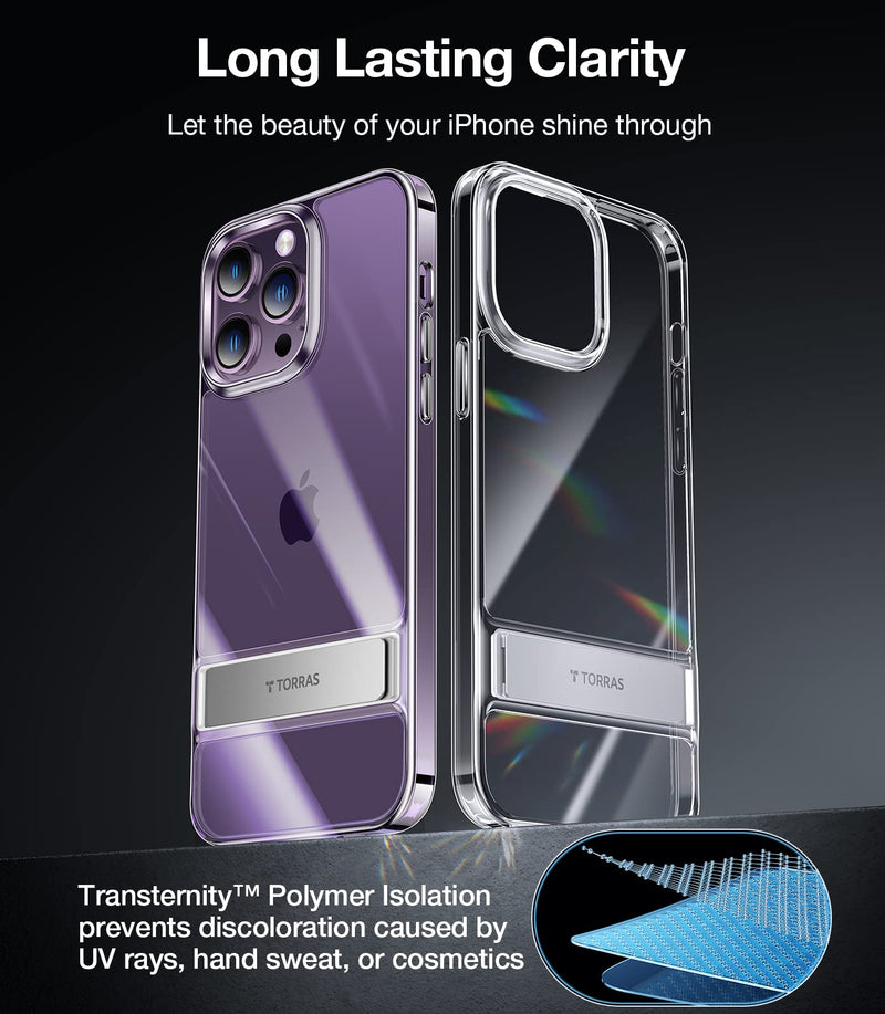  [AUSTRALIA] - TORRAS MoonClimber Designed for iPhone 14 Pro Case Clear with Stand, [10FT Military Grade Drop Tested] Ultra Clear Shockproof Slim Hard Protective Case for 14 Pro with Kickstand, Clear