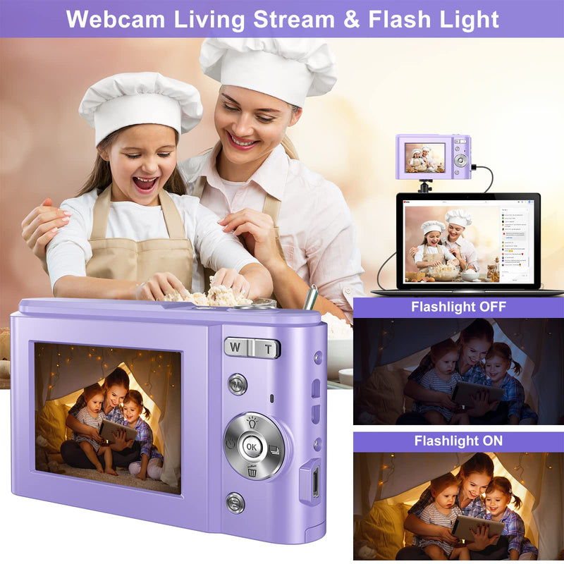  [AUSTRALIA] - Digital Baby Camera for Kids Teens Boys Girls Adults,1080P 48MP Kids Camera with 32GB SD Card,2.4'' Kids Digital Camera with 16X Digital Zoom, Compact Mini Camera Kid Camera for Kids/Student（Purple） Purple