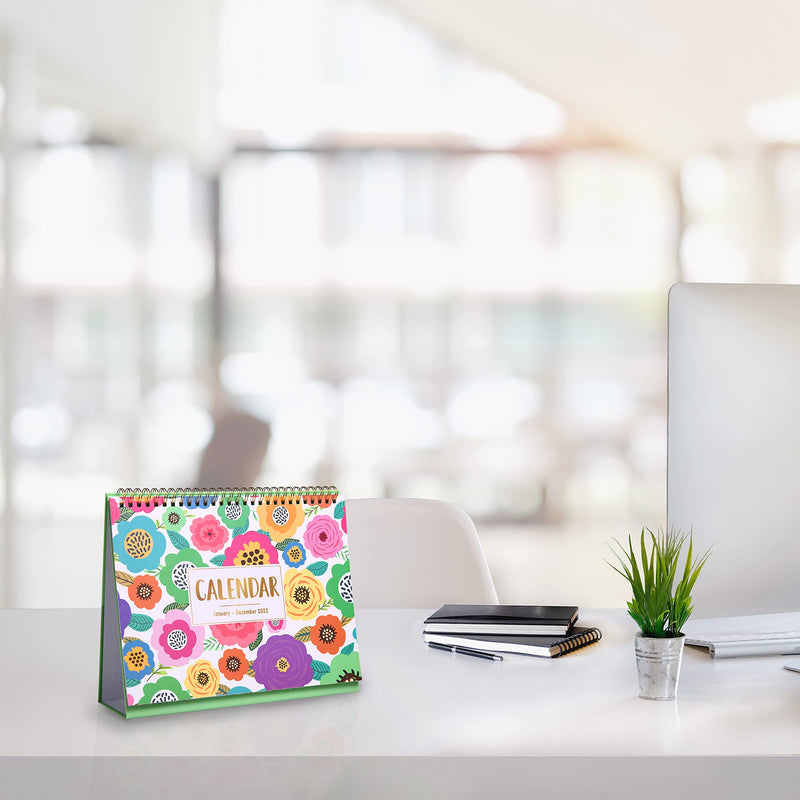  [AUSTRALIA] - Desk Calendar 2022- Standing Flip 2022 Desktop Calendar with Thick Paper, 10" x 8.3", Jan. 2022 - Dec. 2022, Memo Pages + Twin-Wire Binding + Large Unruled Blocks with Julian Date - Colorful Floral Multicolored