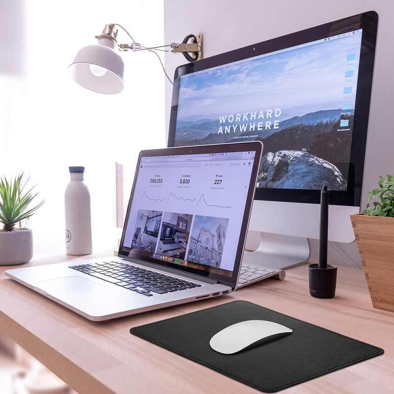  [AUSTRALIA] - Besezx Mouse Pad，PU Mouse Pad，Leather Mouse Pad with Stitched Edge Micro-Fiber Base with Non-Slip，Waterproof, Mouse Pad for Computers，Laptop，Office & Home，8 x 11 Inch(Black) Rectangular - 8 Inch x 11 Inch Black
