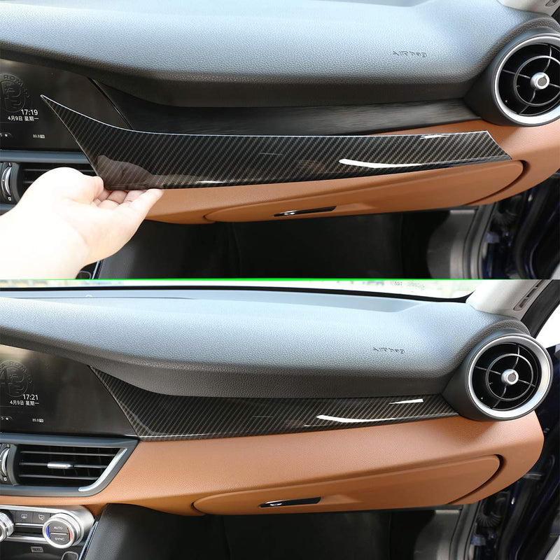 YUECHI Carbon Fiber Styling ABS for Alfa Romeo Giulia 2017 2018 Car Center Co-Pilot Decoration Cover Panel Trim Accessories for Left Handle Drive - LeoForward Australia