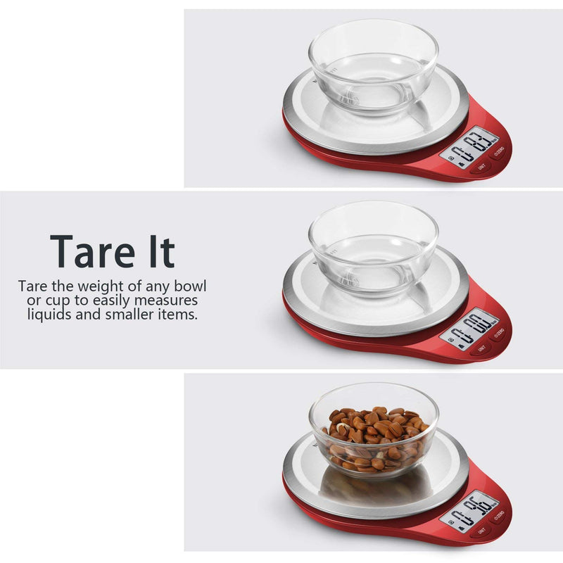 NUTRI FIT Digital Kitchen Scale with Wide Stainless Steel Plateform High Accuracy Multifunction Food Scale with LCD Display for Baking Kitchen Cooking,Tare & Auto Off Function (Red) Red - LeoForward Australia