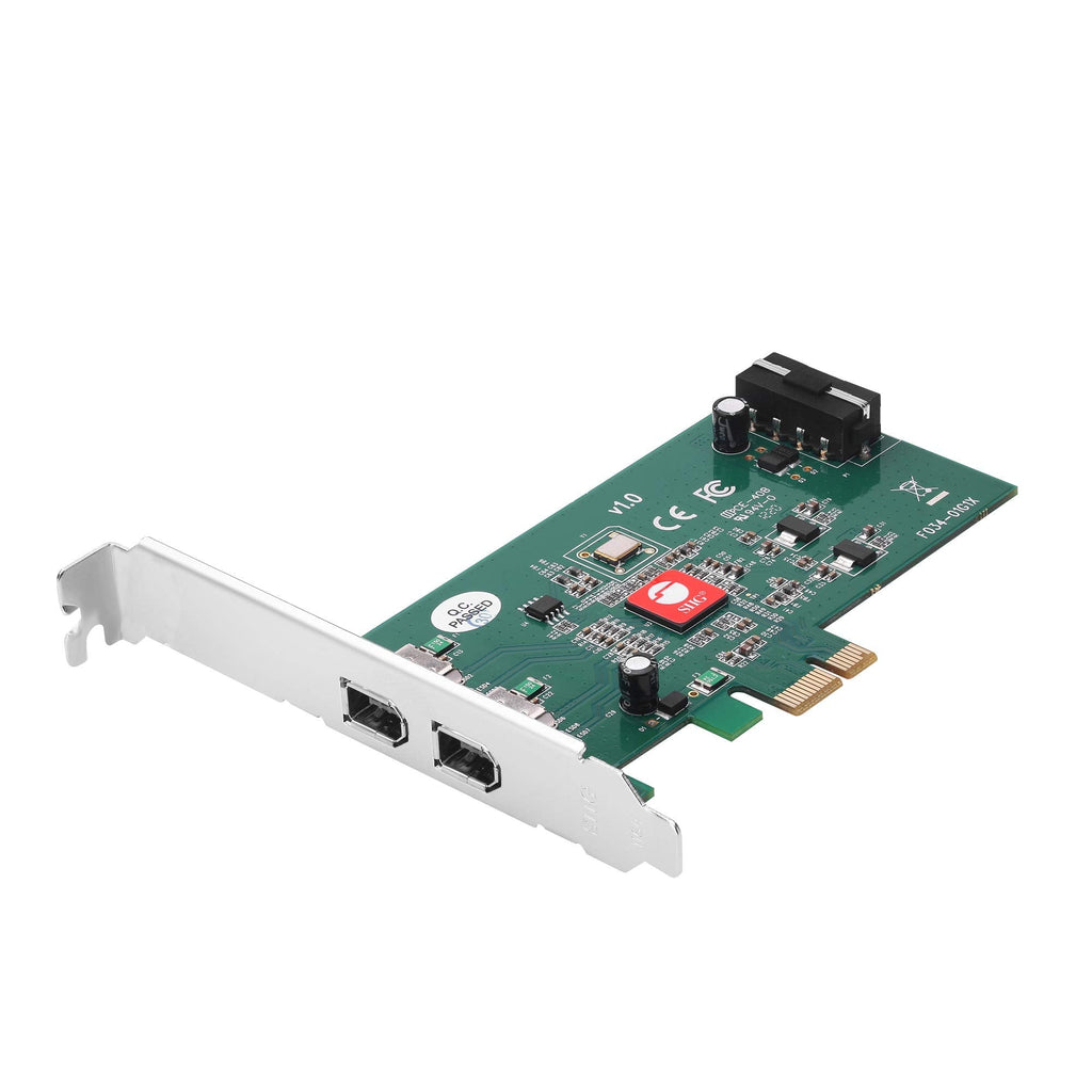  [AUSTRALIA] - SIIG Dual Profile 2-Port FireWire 400 PCIe Card, PCIe 1.1 x1 to Dual 6-pin 1394a Port, 400Mbps, TI XIO2213BZAY Chipset, for Windows & Mac, Dual-Profile Brackets (NN-E20211-S1)