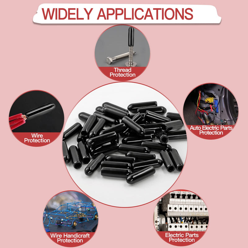  [AUSTRALIA] - Jamiikury 60PCS Screw Thread Protectors 3mm ID Rubber End Caps Vinyl Flexible End Caps Round Tube Bolt Cap (Black, 60PCS) 3mm - 60PCS