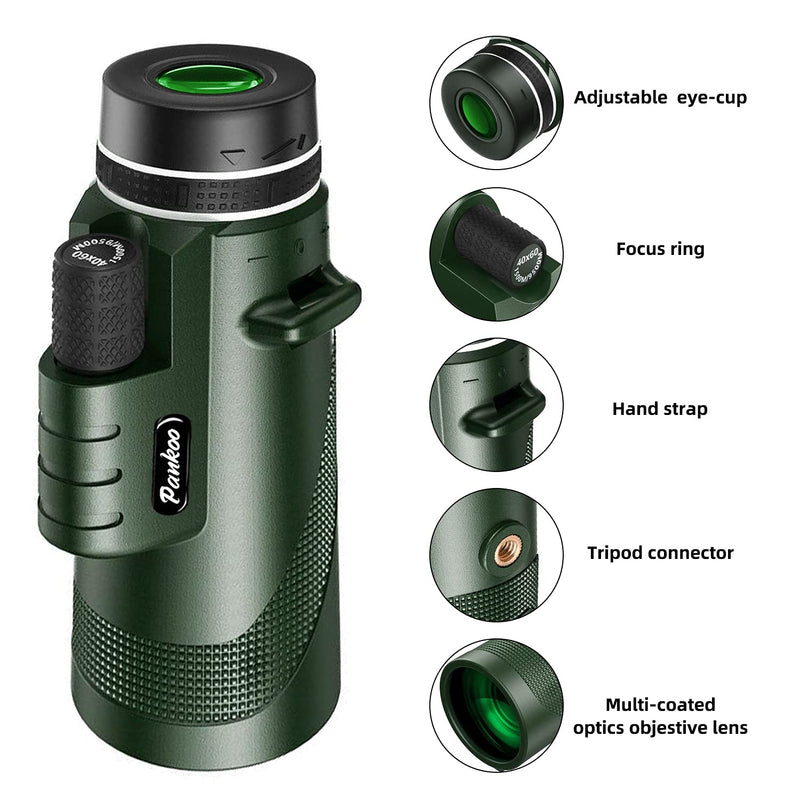  [AUSTRALIA] - 40X60 Monocular Telescope High Power Monocular for Adults with Phone Adapter& Tripod& Hand Strap Low Night Vision Monocular Equipped with BAK4 Prism for Bird Watching Hunting Traveling Concert