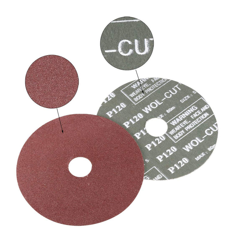  [AUSTRALIA] - uxcell 5-Inch x 7/8-Inch Aluminum Oxide Resin Fiber Discs, Center Hole 120 Grit Sanding Grinding Discs, 10 Pack