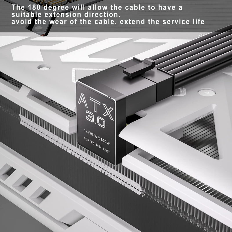  [AUSTRALIA] - 12VHPWR 180 Degree Angled Adapter: Aluminum ATX 3.0 16 Pin GPU Power Connector 600W Pcie5.0 Power Adapter for 12+4pin RTX 3090Ti 4070Ti 4080 4090 Graphic Card GPU (Type B) Type B