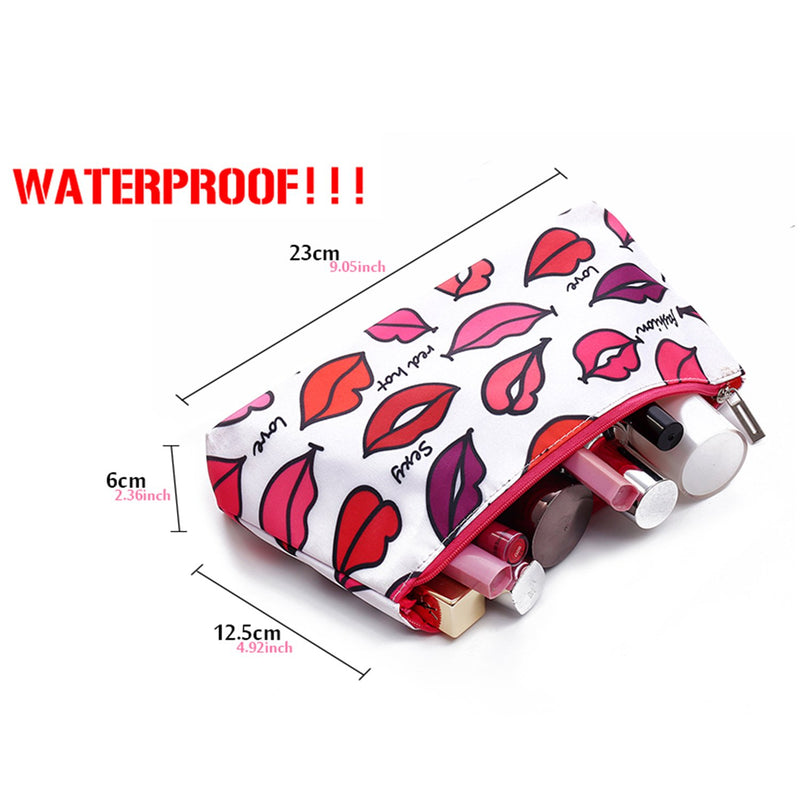 2 pack small Makeup Bag,cute Toiletry Pouch Waterproof Cosmetic Bag with lipstick Patterns - LeoForward Australia