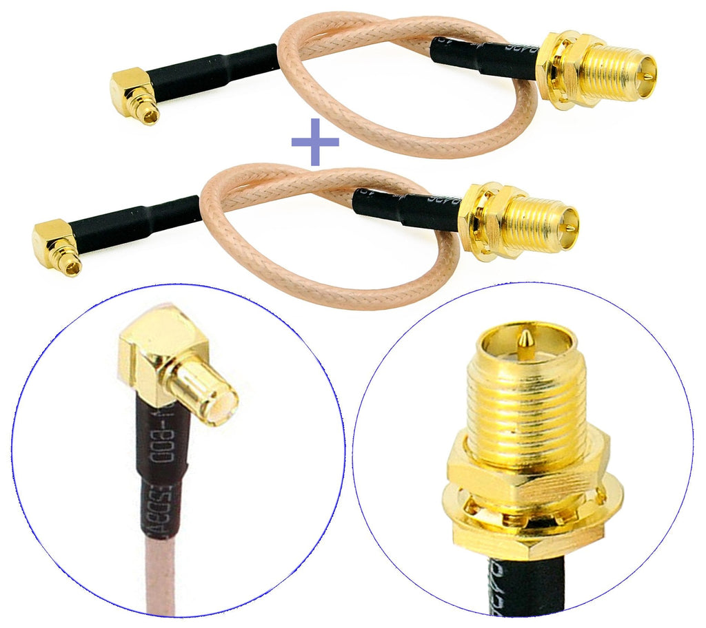  [AUSTRALIA] - Pack of 2 RF RG316 Pigtail RP-SMA Female Antenna Connector to MMCX Male Low Loss Coaxial Cable Adapter Right Angle (6 inches (15 cm)) 6 inches (15 cm)