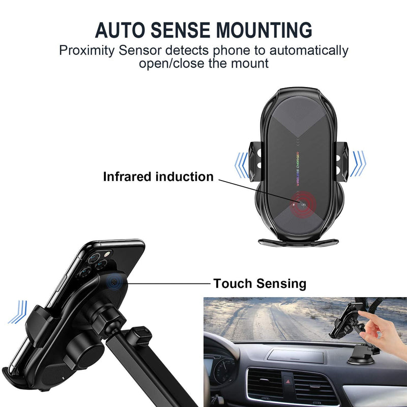  [AUSTRALIA] - YITUMU Wireless Car Charger,15W Qi Fast Charging Auto-Clamping Car Phone Holder Mount,Air Vent Windshield Dashboard Car Phone Mount,Long Arm Suction Cup Cell Phone Holder for iPhone Samsung LG Gold