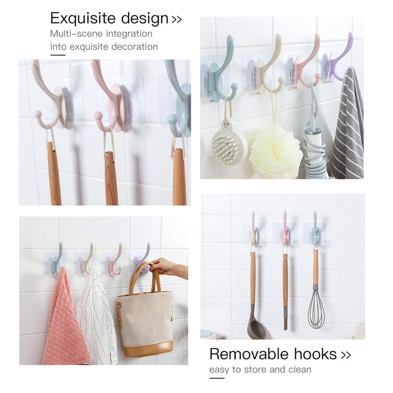  [AUSTRALIA] - Coat Hook 8 Pack Split Design Heavy Duty Transparent Reusable Seamless Wall Mounted Double Removable Hooks for Coat,Scarf,Bag,Towel,Key,Cap,Cup,Hat(Beige) Beige