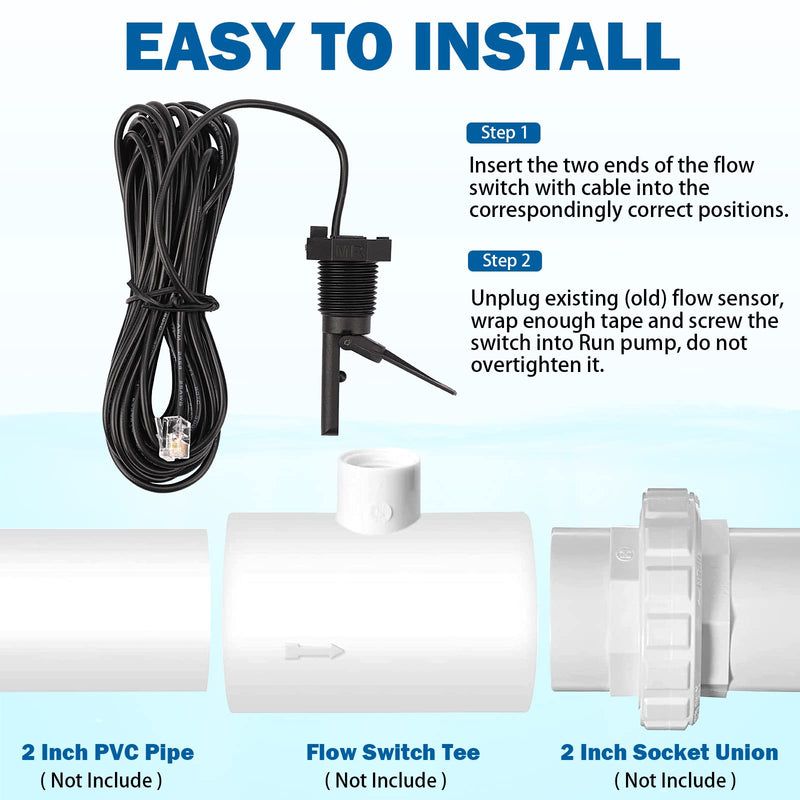 [AUSTRALIA] - Hayward Flow Switch GLX-FLO-RP Replacement for Hayward Salt System Goldine Aquarite Chlorine Generator Flow Sensor Switch, with 15-Foot Cable Black