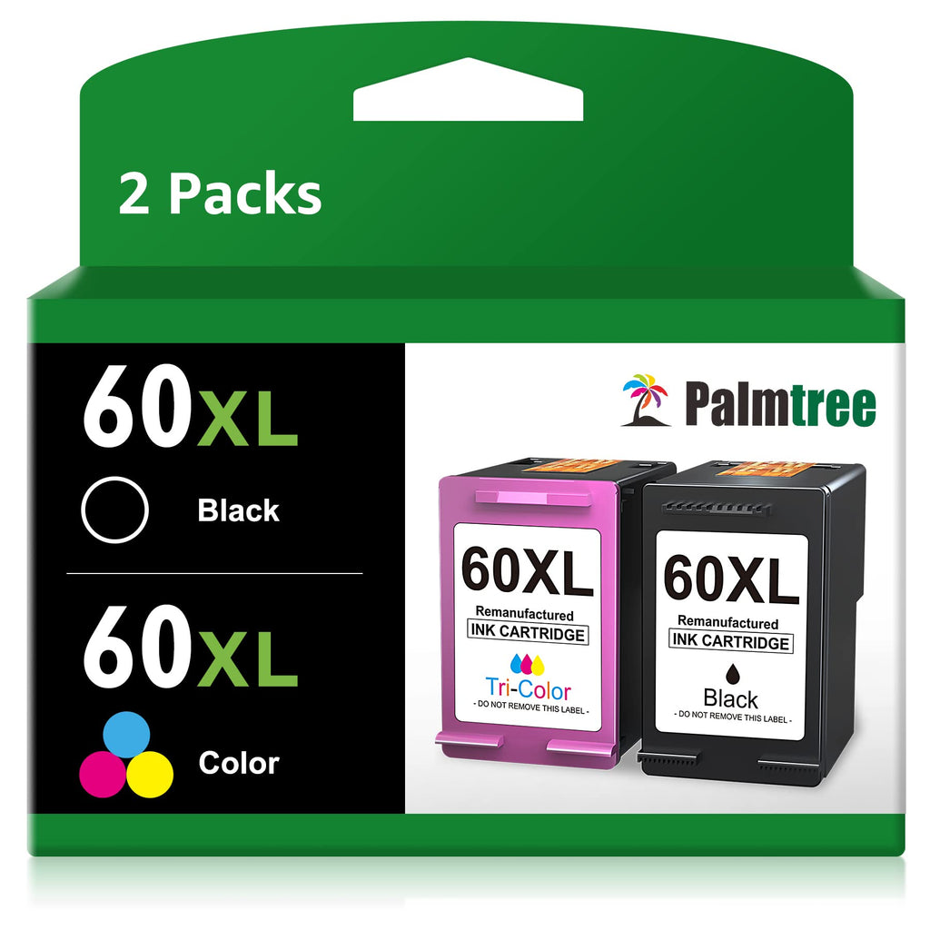  [AUSTRALIA] - 60XL Ink Cartridges Replacement for HP 60 Ink Cartridge Combo Pack Color and Black for HP 60 XL Work with PhotoSmart D110a C4680 C4780 C4795 DeskJet F4440 F4480 ENVY 100 110 120 (1 Black, 1 Tri-Color)
