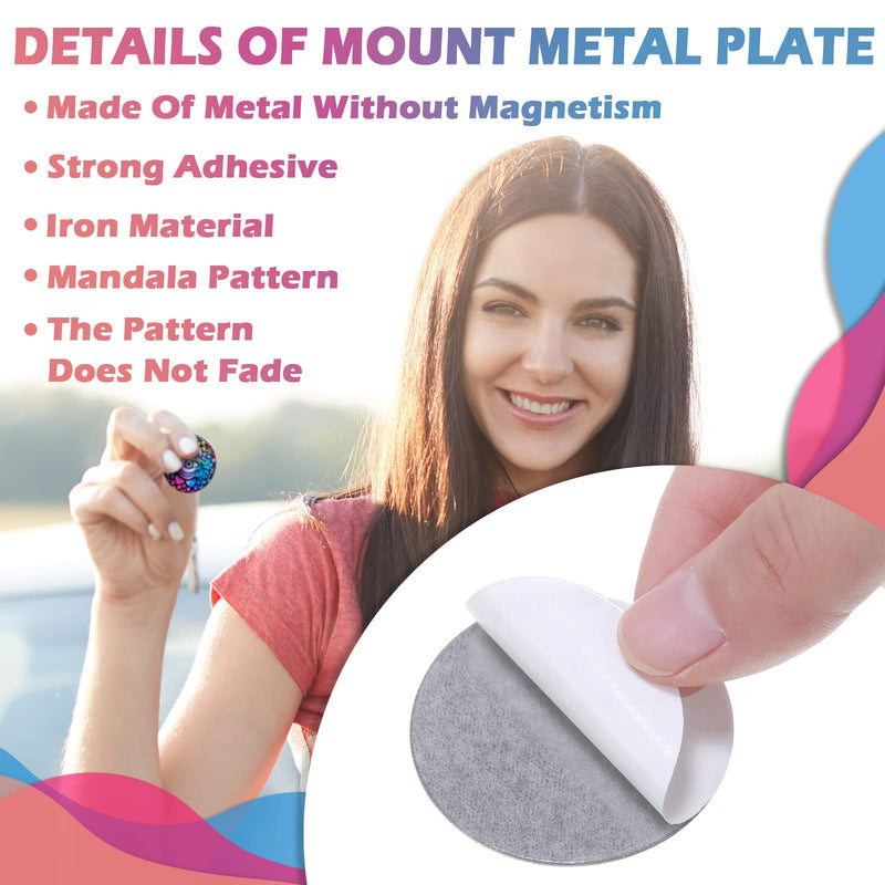  [AUSTRALIA] - 18 Pieces Phone Round Magnet Mount Metal Plate Sticker for Phone Magnet Car Magnet Holder Mount Universal Magnetic Phone Mount Plates Adhesive Metal Piece for Magnetic Phone Holder, Mandala Style