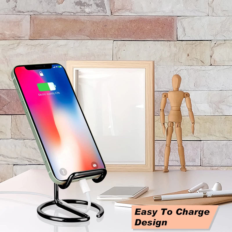  [AUSTRALIA] - Cell Phone Stand for Desk,Cute Metal Black Cell Phone Stand Holder Desk Accessories,Compatible with All Mobile Phones,iPhone,Switch,iPad 1