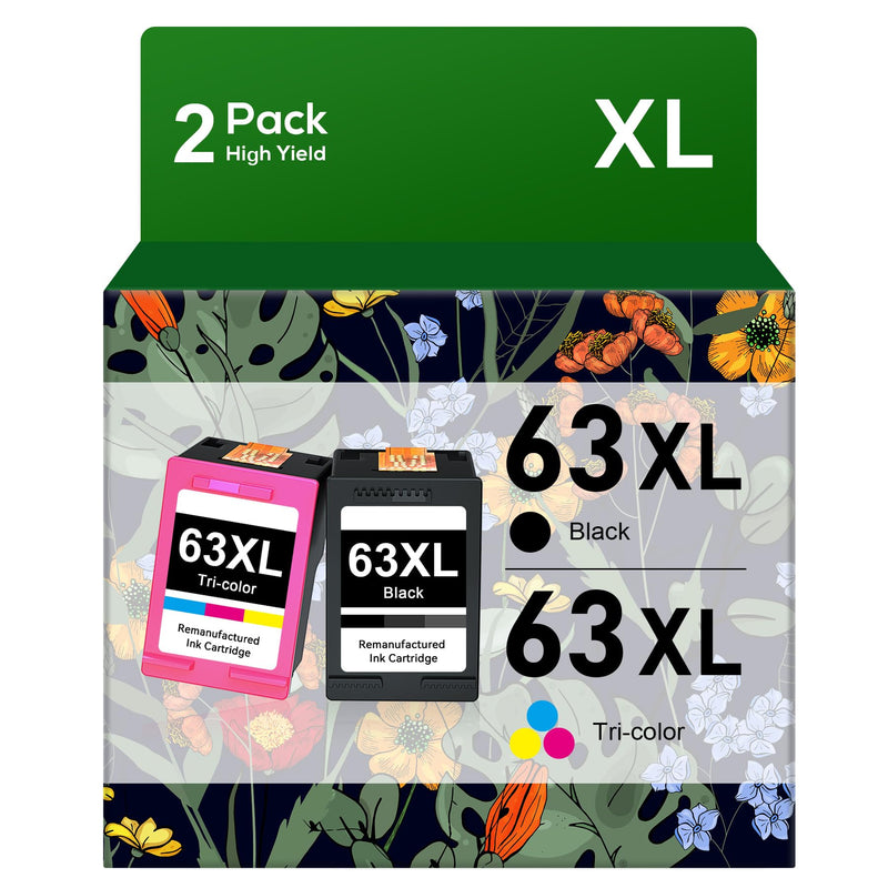  [AUSTRALIA] - Jeostarky Compatible for 63XL Ink Cartridge Replacement for HP Ink 63XL Use with Envy 4520 4512 Officejet 3830 4650 4652 5255 5258 Deskjet 3632 3630 1112 Printer(2 Pack 63XL Ink Cartridges Combo Pack)