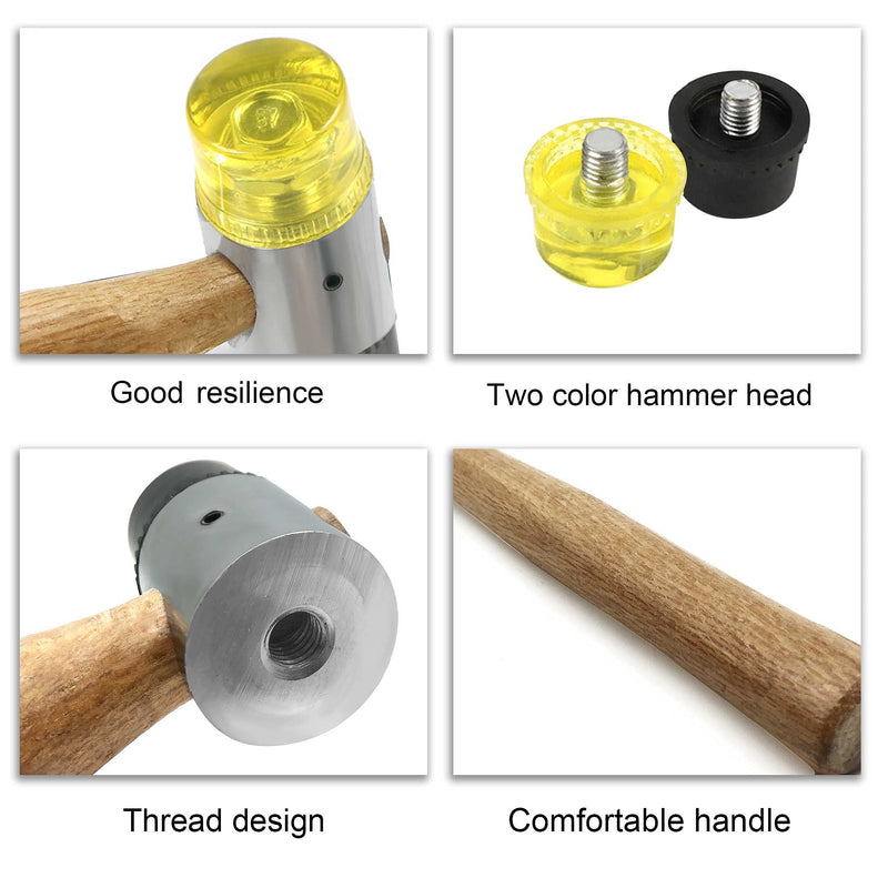  [AUSTRALIA] - HAUTMEC 35mm Small Double-Faced Soft Rubber Mallet Hammer, Non Sparking Blow and Wooden Handle for Automotive, Machine Made, Leather Crafts, Wood, Flooring HT0202-HA 35mm Soft Mallet