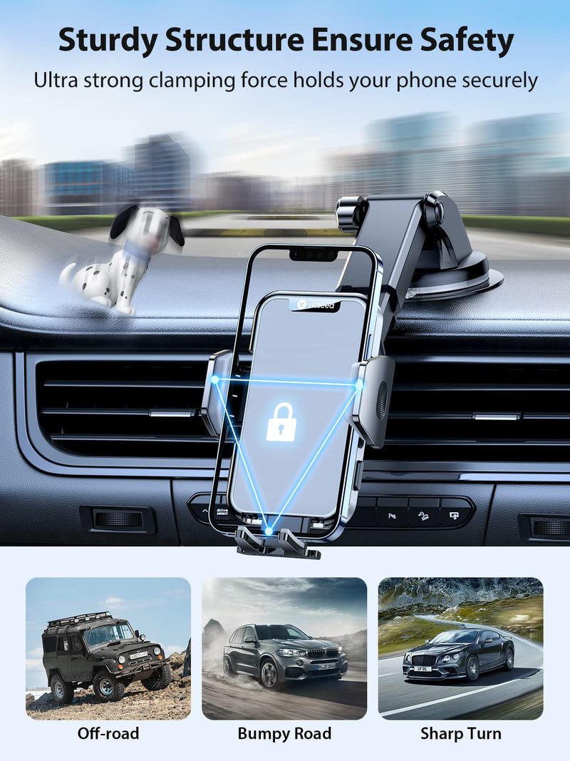  [AUSTRALIA] - VICSEED Phone Mount for Car [𝗦𝘁𝗿𝗼𝗻𝗴 𝗦𝘂𝗰𝘁𝗶𝗼𝗻][𝗟𝗼𝗻𝗴 𝗔𝗿𝗺] Super Stable Car Phone Holder Mount for All Phones with Thick Cases 3 in 1 Universal Cell Phone Holder Mount