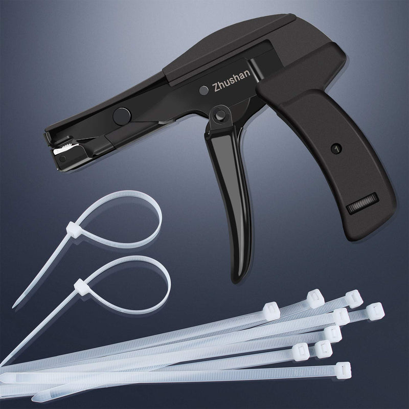  [AUSTRALIA] - Zhushan Zip Tie Gun, Fastening Cable Tie Gun,Tie Wrap Tool with Adjustable Tension to Fasten and Cut Nylon Cable Tie