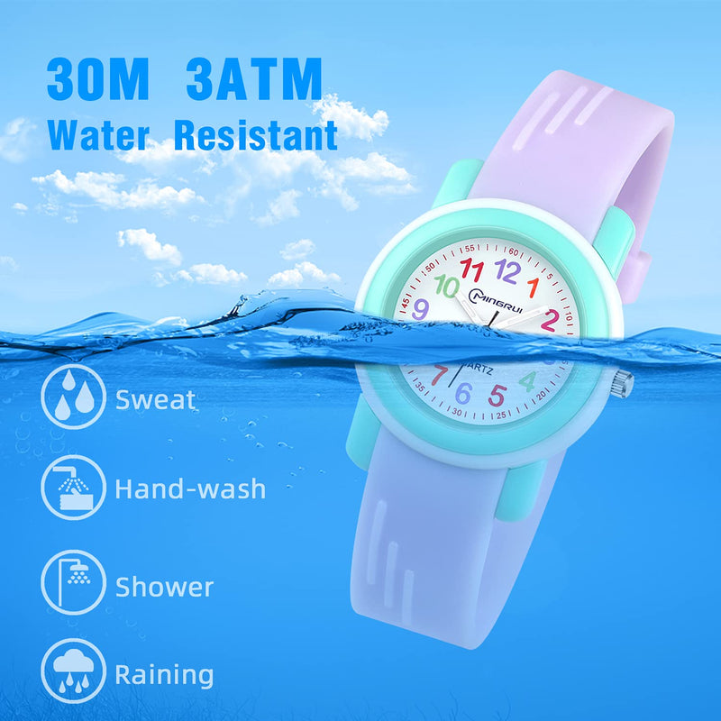 Kids Watch for Girls Boys 3-12 Years Old Waterproof Outdoor Analog Watch for Children with Rubber Band… Purple - LeoForward Australia