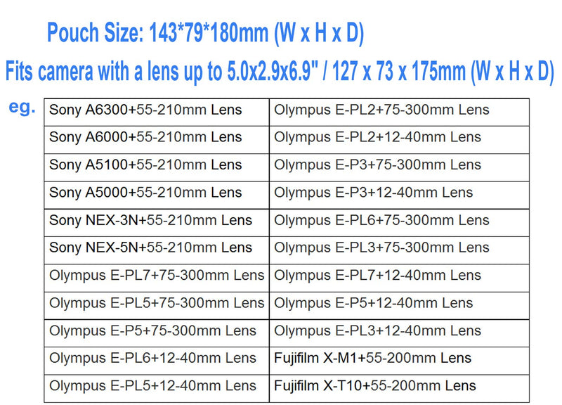  [AUSTRALIA] - JJC Black Ultra Light Neoprene Camera Case for Sony a6600 a6500 a6400 a6300 a6100 a6000 a5100 w/55-210mm Lens, Pouch Bag for Fujifilm Fuji X-T30 X-T20 X-T10 W/ 55-200mm Lens, Elastic, Water Resistant OC-S3