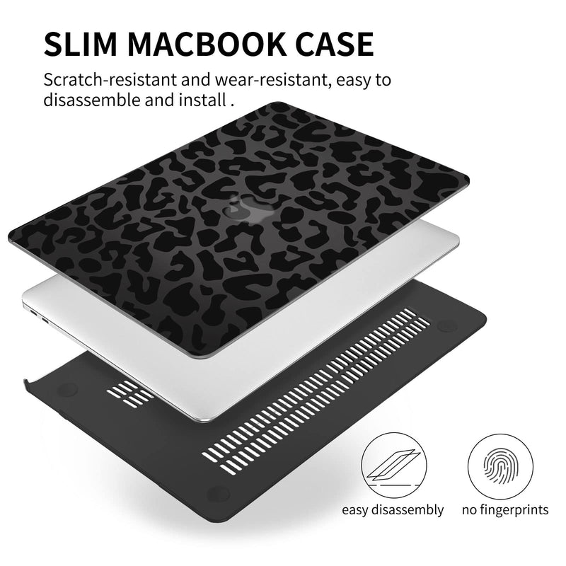  [AUSTRALIA] - Seorsok Compatible with 2022 M2 MacBook Pro 13 inch Case 2021 2020-2016Release M1 A2338/A2289/A2251/A2159/A1989/A1706/A1708Plastic Hard Shell Case Protective Cover &Keyboard Cover-Black Leopard Print A2338 M1 A2251 A2289 Pro 13"(2020) Black cheetah print