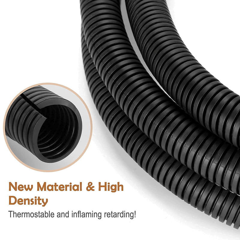  [AUSTRALIA] - ZhiYo 20FT 1/4” Wire Loom Split Tubing Auto Wire Conduit Flexible Cover | High Temperature Heat Resistant -40F to 257F | Plastic Cover for Electrical Wires & Cables, Black 20FT 1/4"