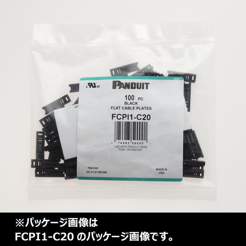  [AUSTRALIA] - Panduit FCPI2-C20 Flat Cable Mounting System Plate, Nylon 6.6, Cable Ties Mounting Method, Black, 2.04" Max Flat Cable Width, 0.2" Height, 0.38" Width, 2.31" Length (Pack of 100)