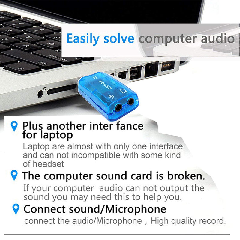  [AUSTRALIA] - Simyoung 5.1 USB External Stereo Sound Adapter for Windows and Mac with 3.5mm Headphone and Microphone - Blue