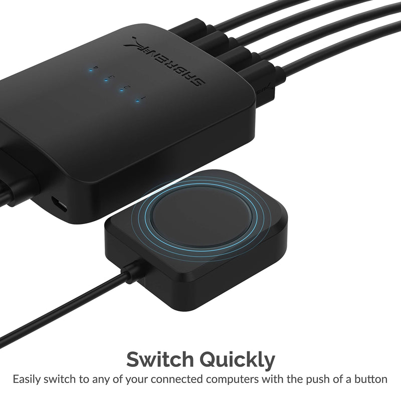  [AUSTRALIA] - SABRENT USB 2.0 Sharing Switch up to 4 Computers and Peripherals LED Device Indicators (USB-USS4) 4-Port Switch