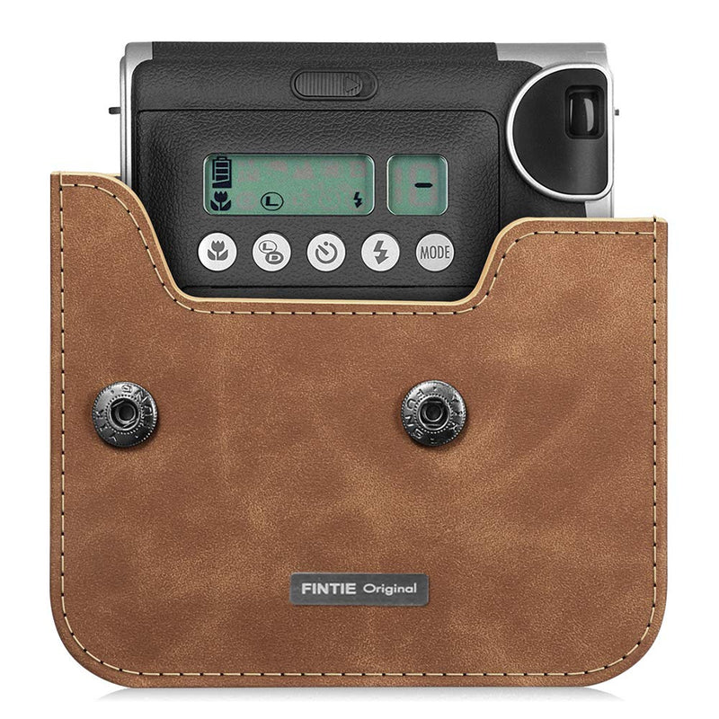  [AUSTRALIA] - Fintie Protective Case Compatible with Fujifilm Instax Mini 90 Neo Classic Instant Film Camera - Premium Vegan Leather Bag Cover with Removable Strap, Rustic Brown