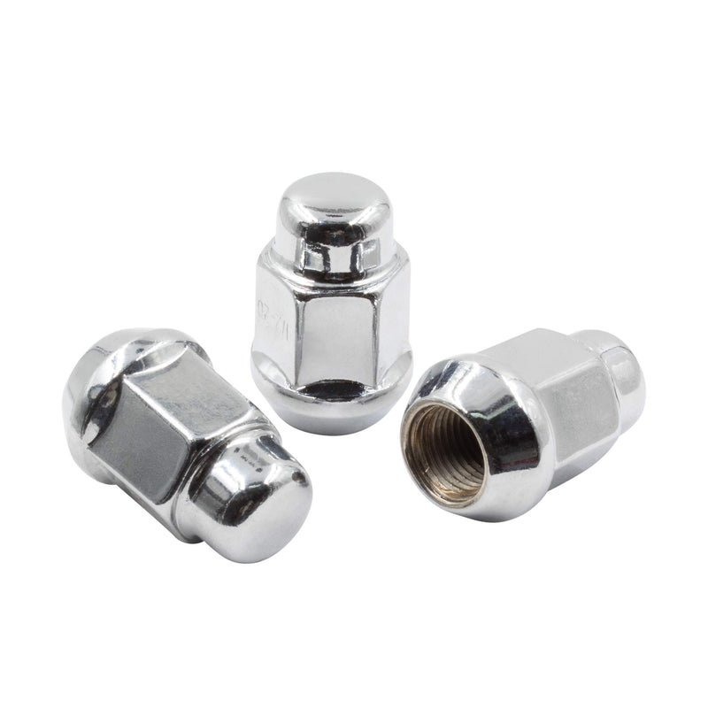  [AUSTRALIA] - Set of 20 Lug Nut 1/2-20 Thread Closed End Bulge Acorn Lug Nuts 1.38” Long - Cone Seat - 19mm (3/4”) Hex Wheel Lug Nut (Chrome) Chrome