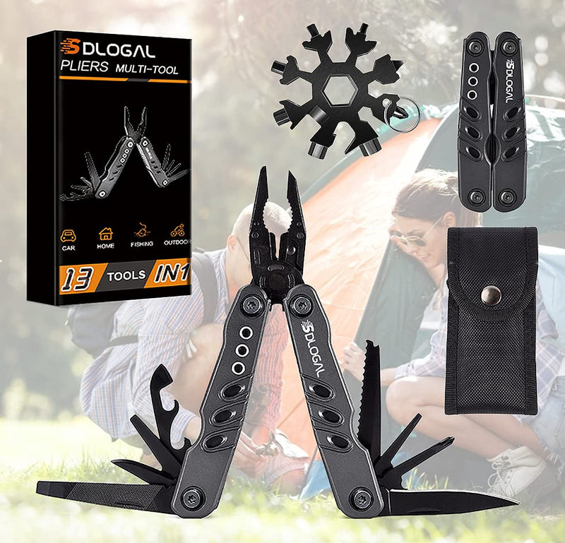  [AUSTRALIA] - 13in1 Camping Survival Multitool with Safety Locking,3 Kind of Pliers,Knife,Stainless Steel,Screwdriver,Can & Bottle Opener,18-in-1 Snowflake Wrench,Cool Ideal Gifts for Dad Husband Men Him Boyfriend 13in1 Multitool Knife