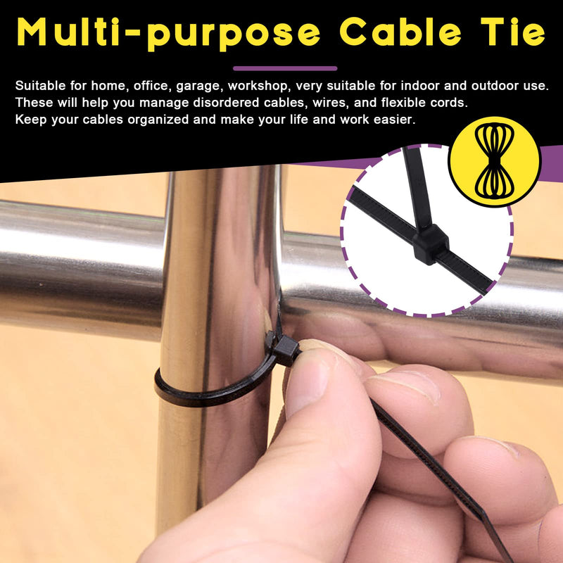  [AUSTRALIA] - Swpeet 360Pcs Black Self-Locking Cable Zip Tie (150x4mm) and 6mm/0.24inch Saddle Type Cable Tie Mounts Base with Deep Thread Flat Head Screws Assortment Kit, Wire Holder Wire Cable Clips Organizer 6mm Black Cable Zip Ties
