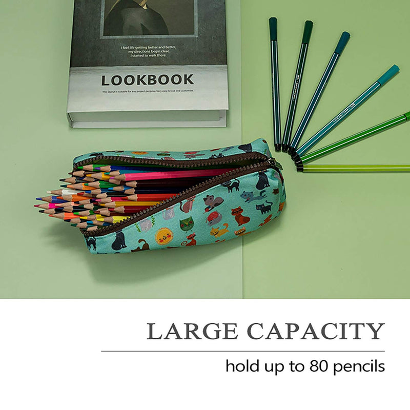 LParkin Cute Cat Pencil Case Pouch Make Up Case Stationary Kawaii Pencil Box Teacher Gift Gadget Bag Cosmetic Bag Blue - LeoForward Australia