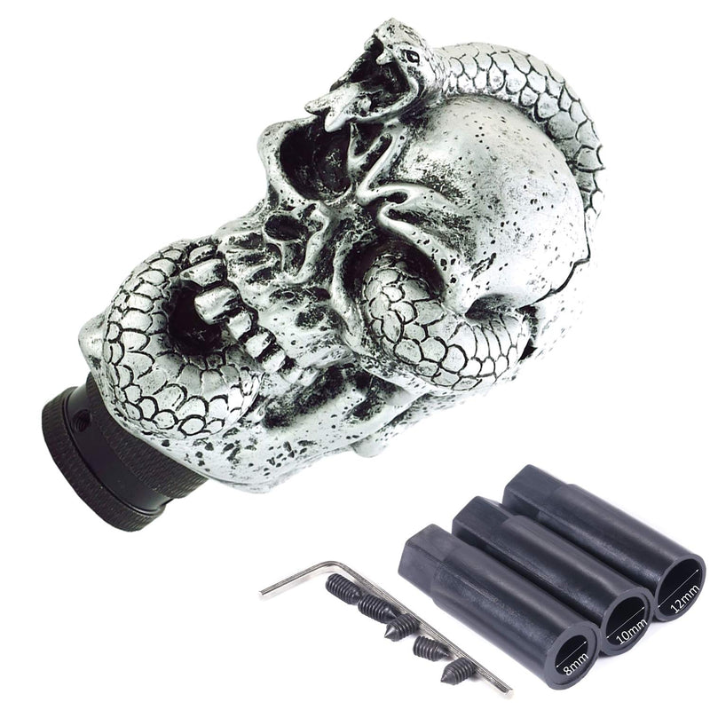  [AUSTRALIA] - Bashineng Universal Gear Shift Snake Skull Style Car Stick Shifter Knob Head Fit Most Automatic Manual Transmission Vehicle (Silver)