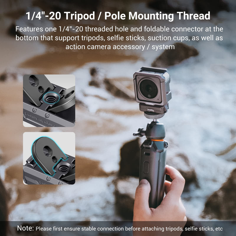  [AUSTRALIA] - SmallRig Magnetic Adapter Mount for DJI Action 2 with Adapter Connection and 1/4” Thread for Tripod, Selfie, Vlogging, YouTube – 3662