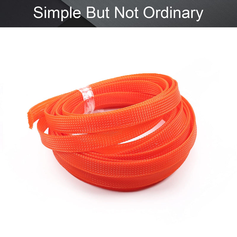  [AUSTRALIA] - Bettomshin 1Pcs 16.4Ft Expandable Braid Sleeving, Width 12mm Protector Wire Flexible Cable Mesh Sleeve Orange for Television Audio Computer