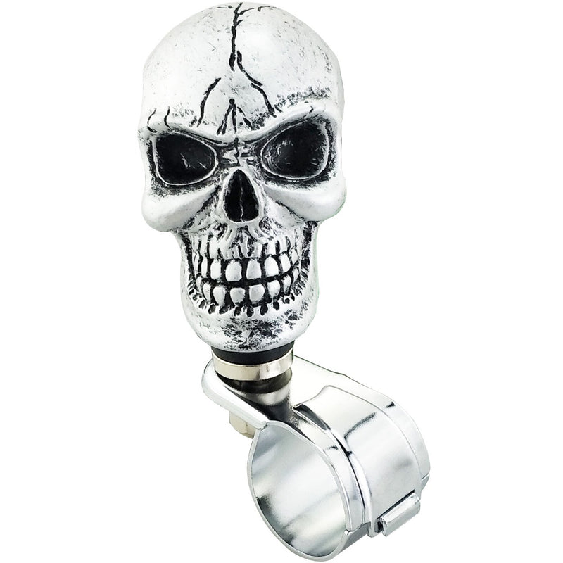  [AUSTRALIA] - Lunsom Skull Shape Steering Wheel Spinner Resin Driving Power Handle Control Grip Booster Suicide Knob Car Turning Aid Helper Fit Universal Vehicle (Silver) silver