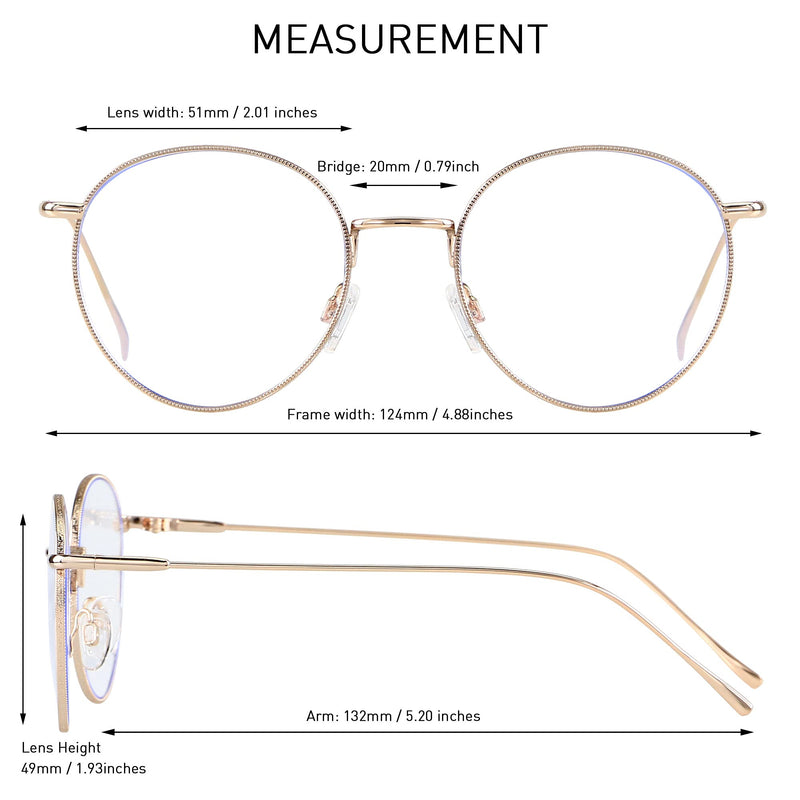 Blue Light Blocking Glasses Women Men Small Face Computer 2 Pack Bluelight Blocker Metal Frame Round (2pack)rose Gold+silver | Anti-blue Light Lens - LeoForward Australia