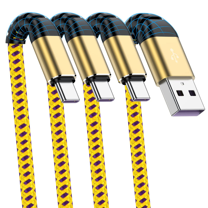  [AUSTRALIA] - USB A to Type C Cable, Cabepow [2Pack] 10Ft Extra Long Fast Charging 10 Feet USB Type C Cord for Samsung Galaxy A10/A20/A51/S10/S9/S8, 10 Foot Type C Charger Premium Nylon Braided USB Cable -Yellow Yellow 10Feet